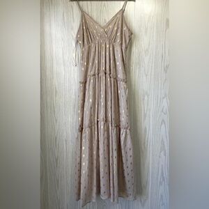 Altar'd State Gold Polka Dot Maxi Dress Size M EUC